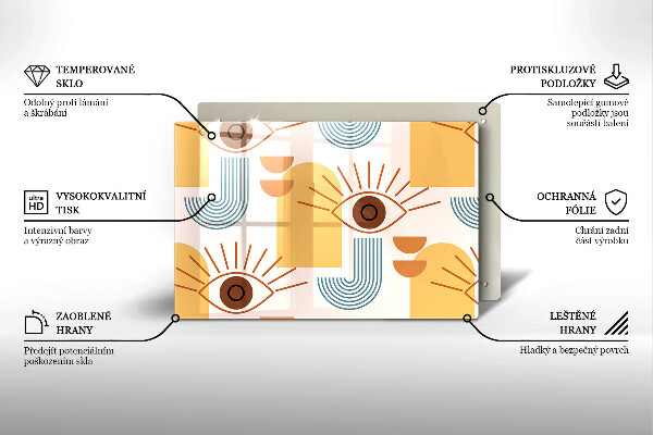 Placă sticla protectie aragaz Model de ochi boho
