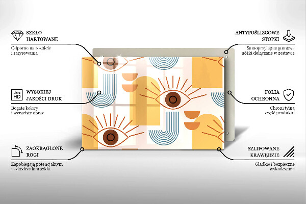 Placă sticla protectie aragaz Model de ochi boho