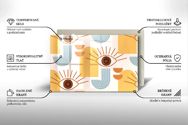 Placă sticla protectie aragaz Model de ochi boho