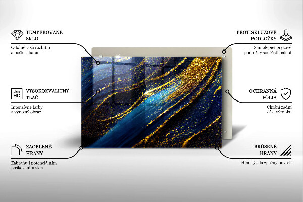 Placă din sticla protectie plita Abstracție bleumarin
