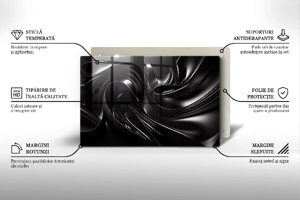 Placă din sticla protectie plita Masă neagră abstractă