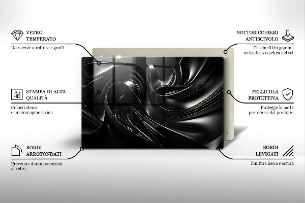 Placă din sticla protectie plita Masă neagră abstractă