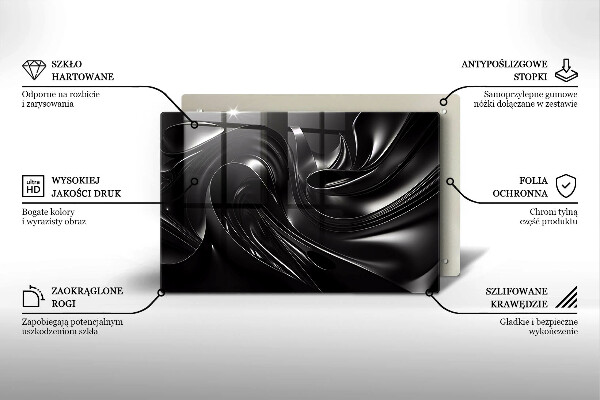 Placă din sticla protectie plita Masă neagră abstractă