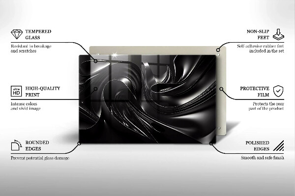 Placă din sticla protectie plita Masă neagră abstractă