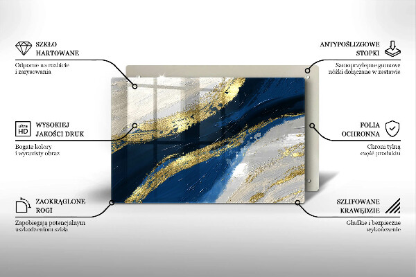 Placă din sticla protectie plita Textura cu aur