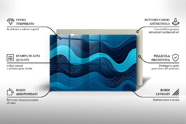 Placă sticla protectie aragaz Valuri abstracte
