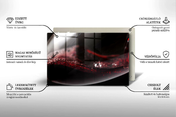 Placă sticla protectie aragaz Vin roșu într-un pahar