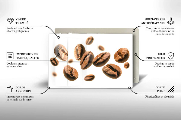 Placă sticla protectie aragaz Boabe de cafea