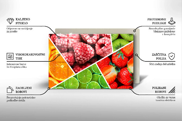 Placă sticla protectie aragaz Fructe colorate