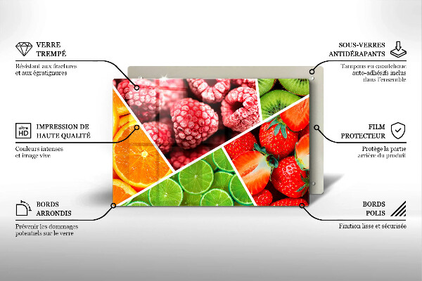 Placă sticla protectie aragaz Fructe colorate