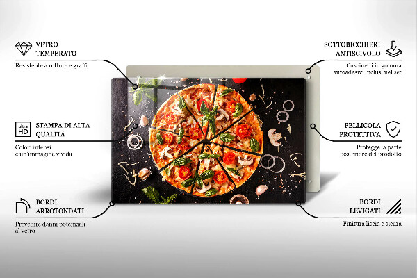 Placă sticla protectie aragaz Pizza cu ciuperci