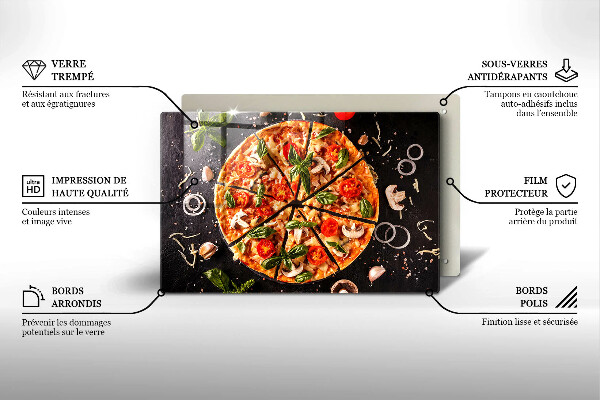 Placă sticla protectie aragaz Pizza cu ciuperci