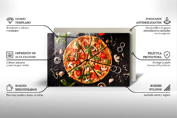 Placă sticla protectie aragaz Pizza cu ciuperci