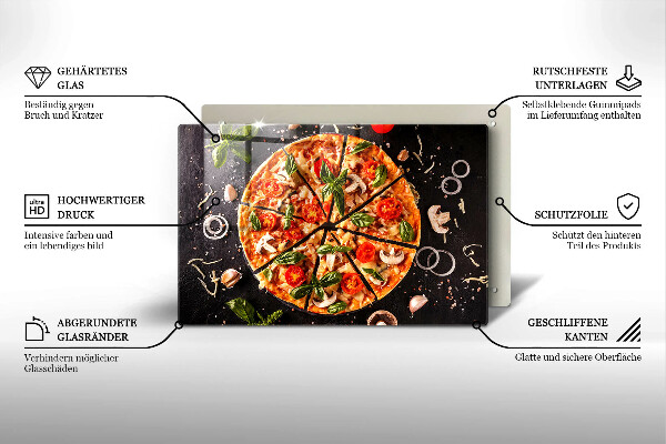 Placă sticla protectie aragaz Pizza cu ciuperci