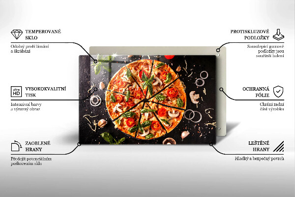 Placă sticla protectie aragaz Pizza cu ciuperci