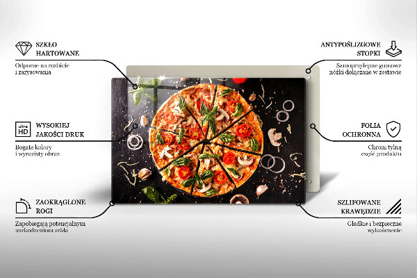 Placă sticla protectie aragaz Pizza cu ciuperci