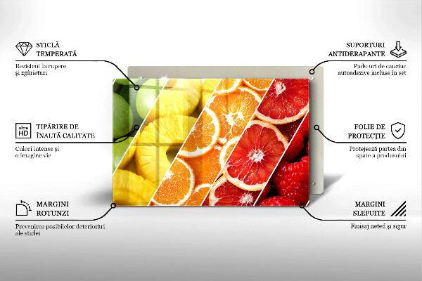 Placă sticla protectie aragaz Fructe colorate