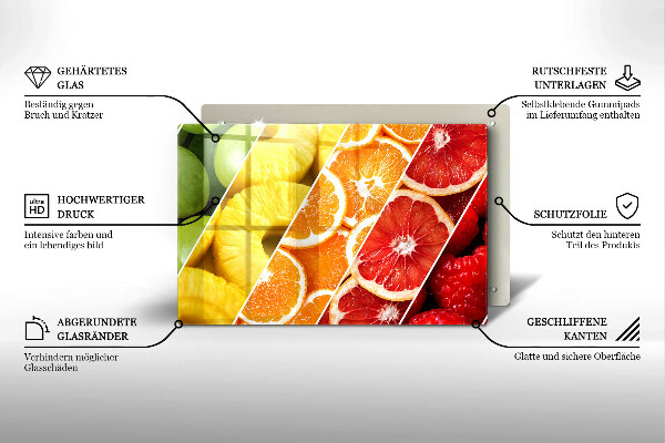 Placă sticla protectie aragaz Fructe colorate