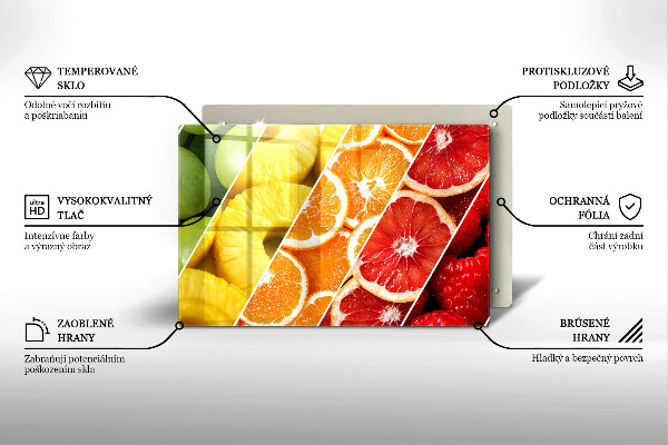 Placă sticla protectie aragaz Fructe colorate