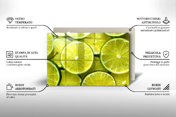 Placă sticla protectie aragaz Felii de lime