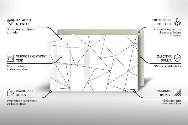 Placă sticla protectie aragaz Triunghiuri albe
