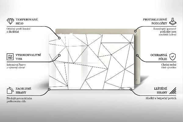 Placă sticla protectie aragaz Triunghiuri albe