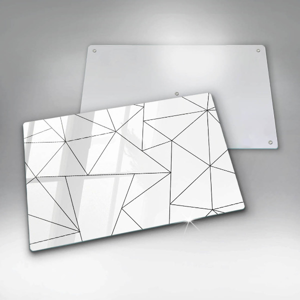 Placă sticla protectie aragaz Triunghiuri albe