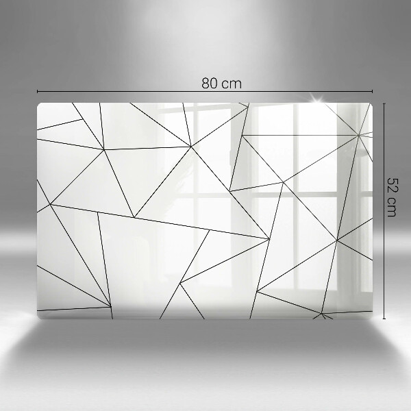 Placă sticla protectie aragaz Triunghiuri albe