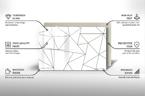 Placă sticla protectie aragaz Triunghiuri albe
