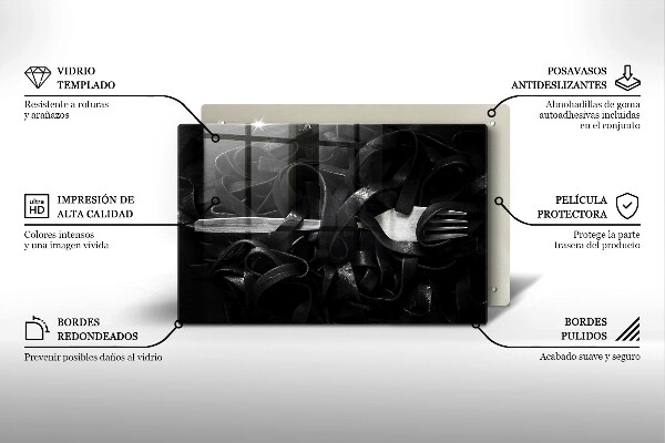 Placă sticla protectie aragaz Paste Tagliatelle negre