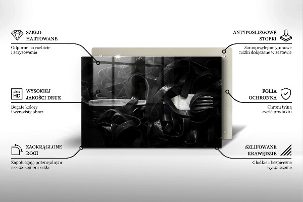 Placă sticla protectie aragaz Paste Tagliatelle negre