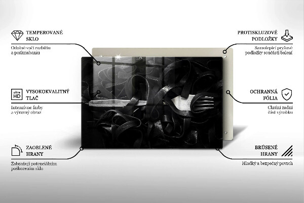 Placă sticla protectie aragaz Paste Tagliatelle negre