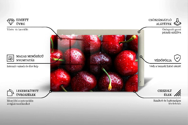 Placă sticla protectie aragaz Prim-plan cu cireșe