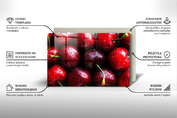 Placă sticla protectie aragaz Prim-plan cu cireșe