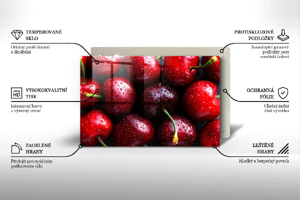 Placă sticla protectie aragaz Prim-plan cu cireșe