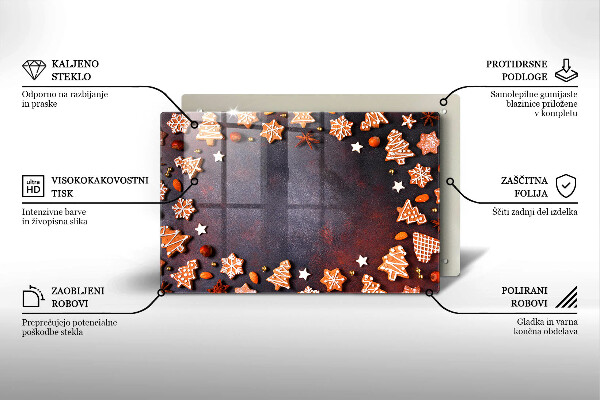 Placă sticla protectie aragaz Crăciun turtă dulce