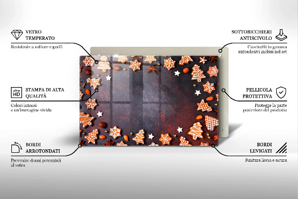 Placă sticla protectie aragaz Crăciun turtă dulce