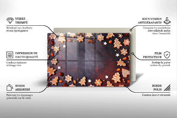 Placă sticla protectie aragaz Crăciun turtă dulce