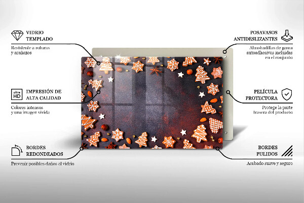 Placă sticla protectie aragaz Crăciun turtă dulce