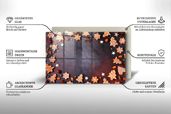 Placă sticla protectie aragaz Crăciun turtă dulce