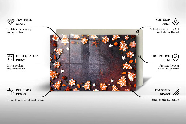 Placă sticla protectie aragaz Crăciun turtă dulce