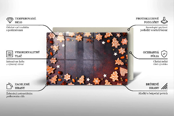 Placă sticla protectie aragaz Crăciun turtă dulce