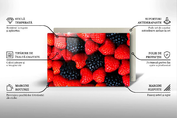 Placă sticla protectie aragaz Zmeura si murele
