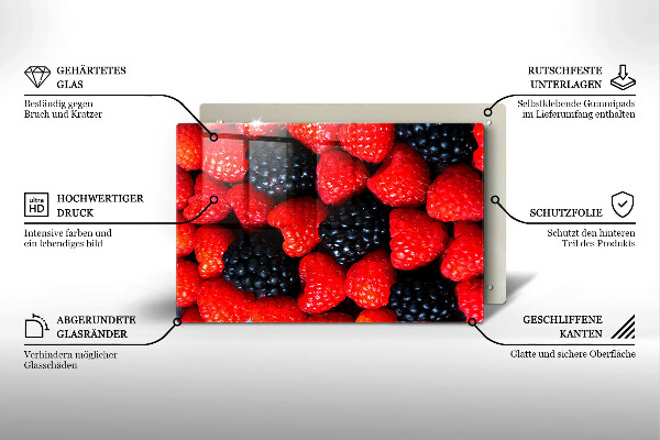Placă sticla protectie aragaz Zmeura si murele