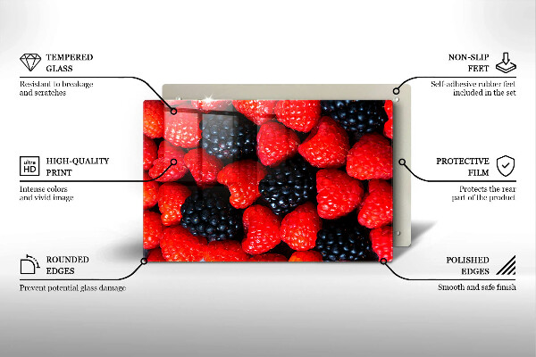 Placă sticla protectie aragaz Zmeura si murele