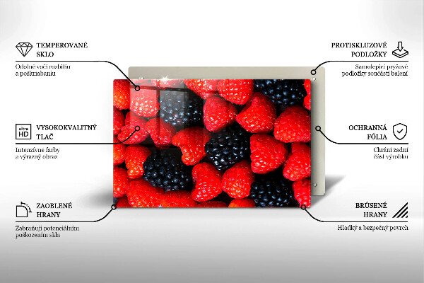 Placă sticla protectie aragaz Zmeura si murele