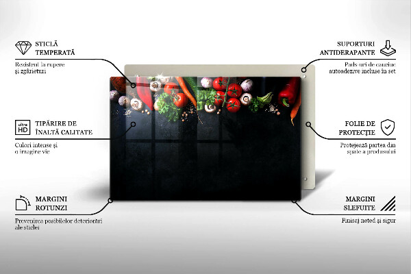 Placă sticla protectie aragaz Legume colorate