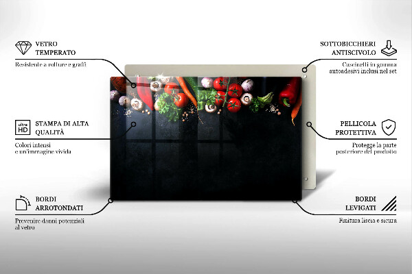 Placă sticla protectie aragaz Legume colorate