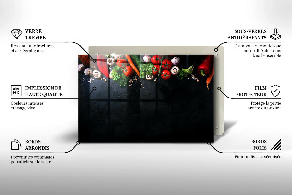 Placă sticla protectie aragaz Legume colorate