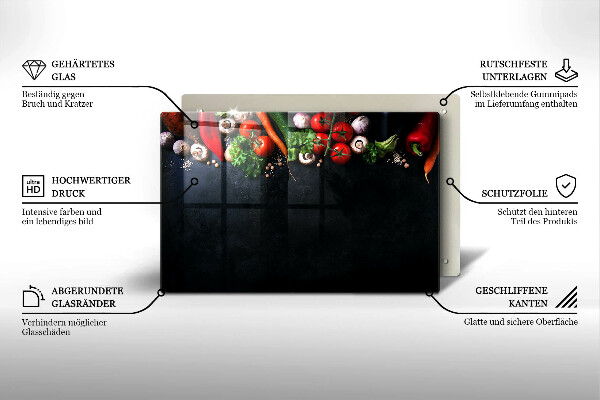 Placă sticla protectie aragaz Legume colorate